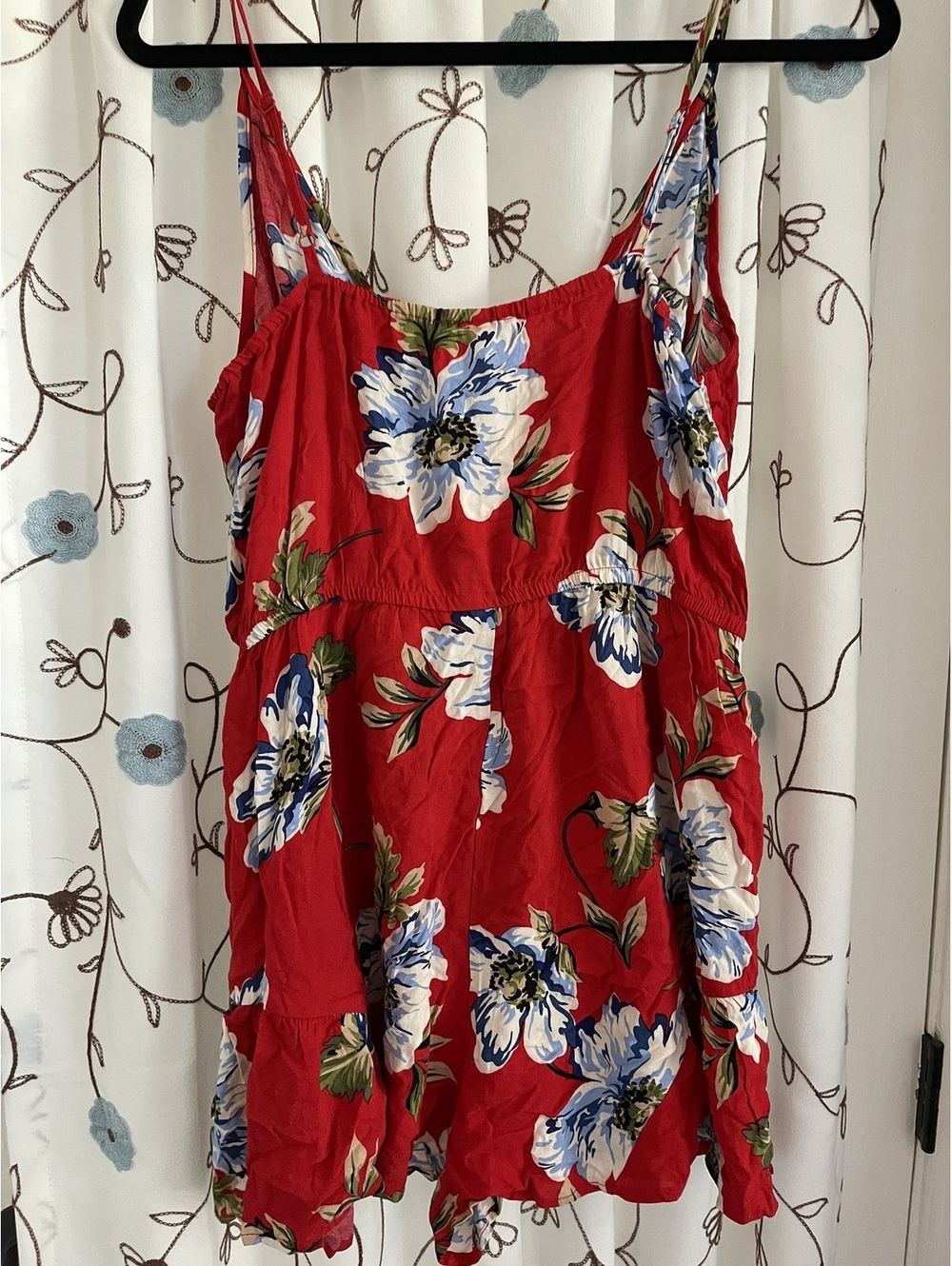 New With Tags! | Xhilaration | L | Red Floral Wrap Romper - Picture 7 of 9